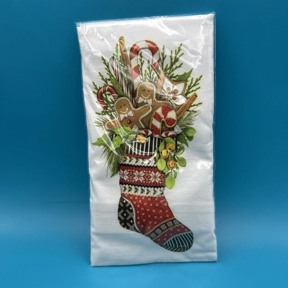 Mary Lake Thompson Kitchen Tea Towel Gingerbread Man Cookie Christmas‎ Stocking